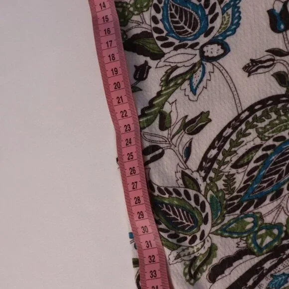 JKLA California Women's Floral Print‎ Lace Trim Top Medium White & Green - Picture 8 of 8